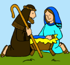 Dibujo Adoran al niño Jesús pintado por hellen