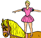 Dibujo Trapecista encima de caballo pintado por lizbeth