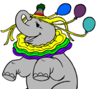 Dibujo Elefante con 3 globos pintado por rodolfo