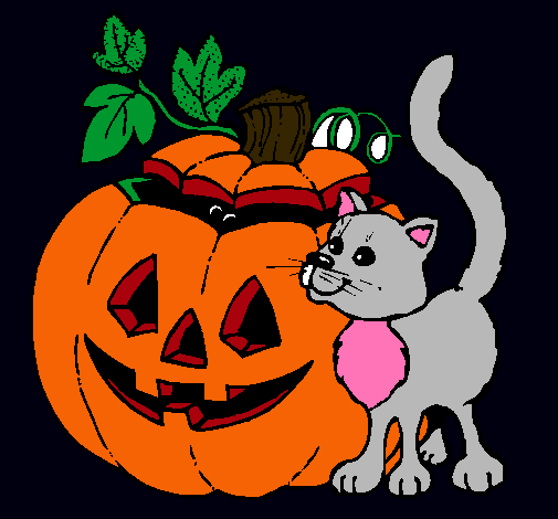 Calabaza y gato