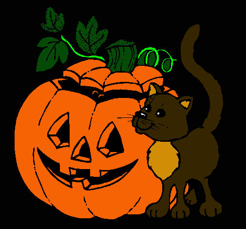 Calabaza y gato