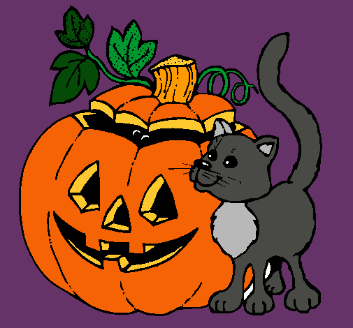 Calabaza y gato