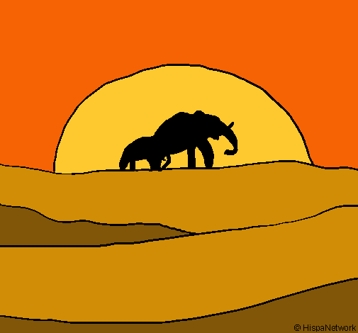 Elefante en el amanecer