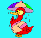 Dibujo Pato bajo la lluvia pintado por mario