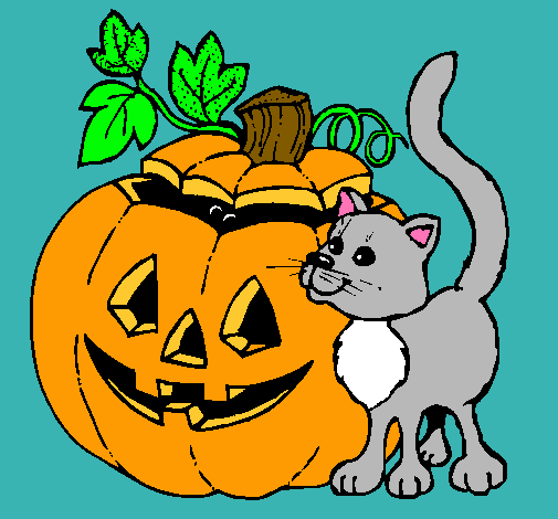 Calabaza y gato