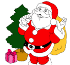 Dibujo Santa Claus y un árbol de navidad pintado por w