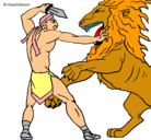 Dibujo Gladiador contra león pintado por leonariovargasyleonar