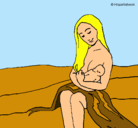 Dibujo Madre con su bebe pintado por Victoria