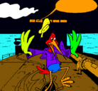 Dibujo Cigüeña en un barco pintado por ave