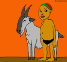 Dibujo Cabra y niño africano pintado por nahomy
