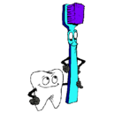 Dibujo Muela y cepillo de dientes pintado por diente01