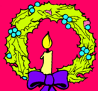 Dibujo Corona de navidad y una vela pintado por NATALI