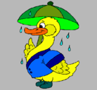 Dibujo Pato bajo la lluvia pintado por k-ro.m
