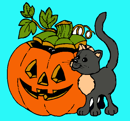 Calabaza y gato