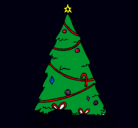 Dibujo Abeto con adornos navideños pintado por t.q.m