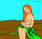 Dibujo Madre con su bebe pintado por angel