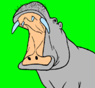 Dibujo Hipopótamo con la boca abierta pintado por rafael