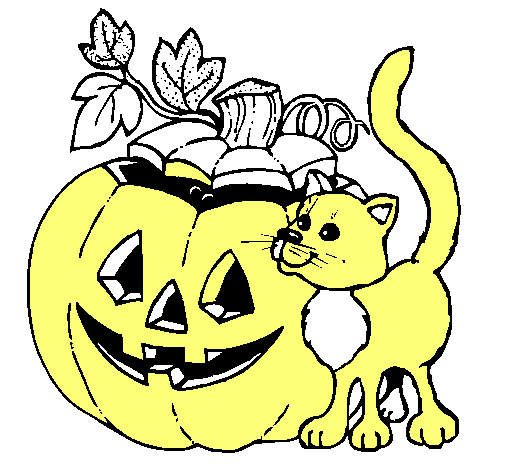 Calabaza y gato