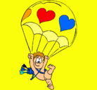 Dibujo Cupido en paracaídas pintado por Amarilla