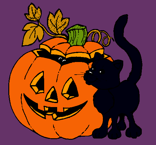 Calabaza y gato