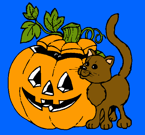 Calabaza y gato