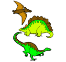 Dibujo Tres clases de dinosaurios pintado por sergi