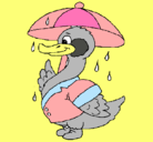 Dibujo Pato bajo la lluvia pintado por SOL