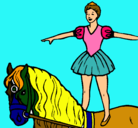 Dibujo Trapecista encima de caballo pintado por lucia