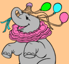 Dibujo Elefante con 3 globos pintado por dumbo