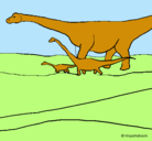 Dibujo Familia de Braquiosaurios pintado por Caleb