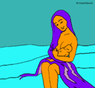 Dibujo Madre con su bebe pintado por lluna