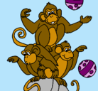 Dibujo Monos haciendo malabares pintado por fanny