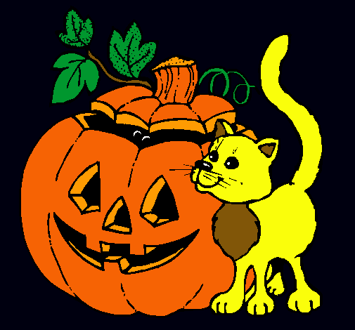 Calabaza y gato