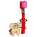 Dibujo Muela y cepillo de dientes pintado por marta