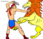 Dibujo Gladiador contra león pintado por andres