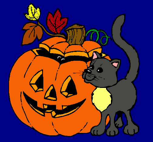 Calabaza y gato