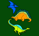 Dibujo Tres clases de dinosaurios pintado por alejandro