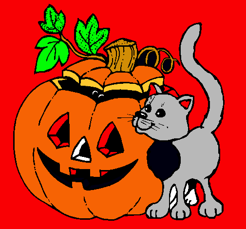 Calabaza y gato