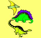 Dibujo Tres clases de dinosaurios pintado por johann