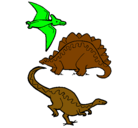 Dibujo Tres clases de dinosaurios pintado por ADRIAN