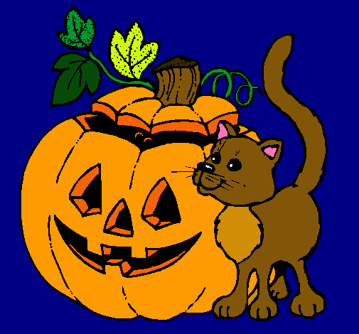 Calabaza y gato