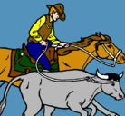 Dibujo Vaquero y vaca pintado por juanheroe