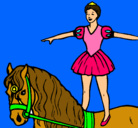 Dibujo Trapecista encima de caballo pintado por mireya