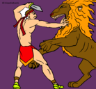 Dibujo Gladiador contra león pintado por anabel20000
