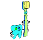 Dibujo Muela y cepillo de dientes pintado por LUZ