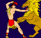 Dibujo Gladiador contra león pintado por NuriaP.I