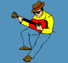 Dibujo Guitarrista con sombrero pintado por rodney