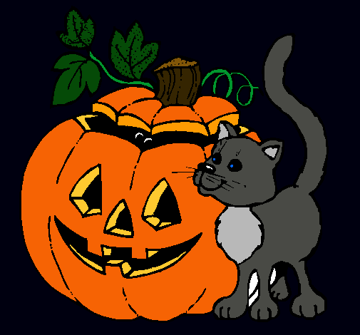 Calabaza y gato