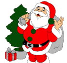 Dibujo Santa Claus y un árbol de navidad pintado por pi