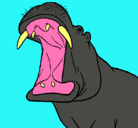 Dibujo Hipopótamo con la boca abierta pintado por uth